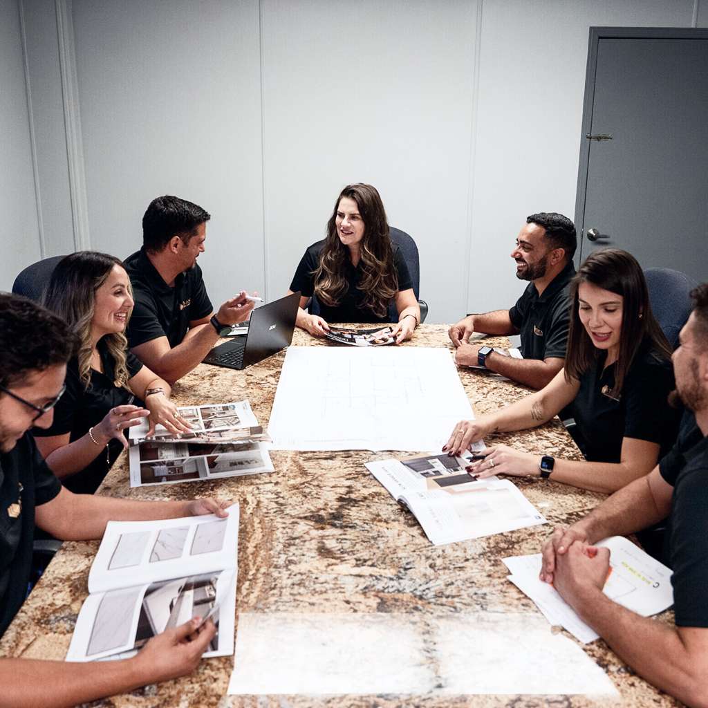 Atlanta Stone Surfaces team members preparing for a countertop templating visit