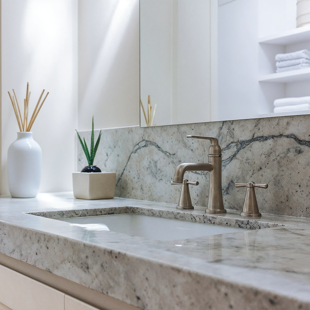 Marble bathroom vanity countertop with sink in Alpharetta, GA