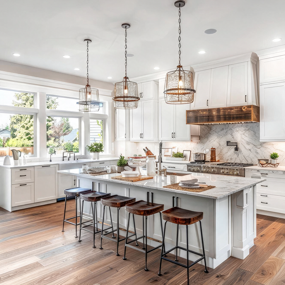 Quartz kitchen countertops and island from a kitchen remodel in Marietta, GA
